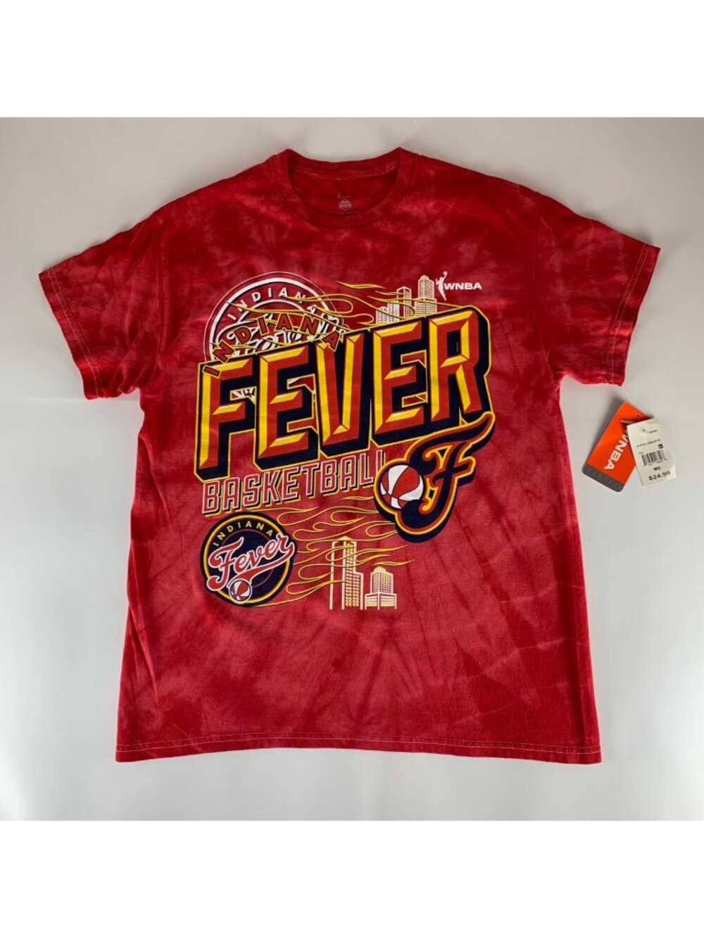 Indiana Fever WNBA Red Tie Dye Short Sleeve Crewneck Shirt Unisex Medium New